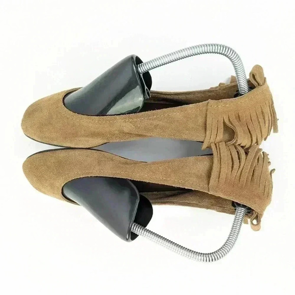Mojo Moxy Leather Fringe Tassel Ballet Flats - 9 - Picture 7 of 12